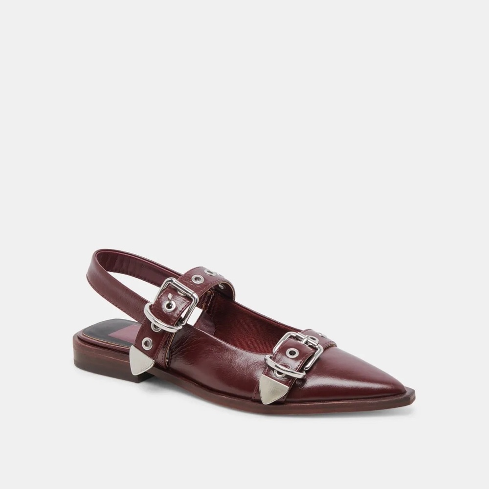Women's Dolce Vita Labell Burgundy Slingback Flats NIB